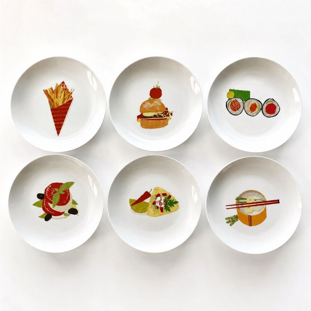 Crate & Barrel Global Bites Appetizer Plates Set of 6 – 6.75" Sushi Snack